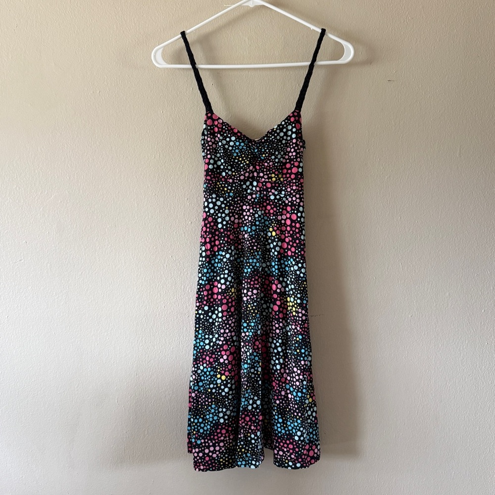 Vintage Y2K H&M Polka Dot 100% Cotton Sweetheart Neckline Mini Dress Size 4